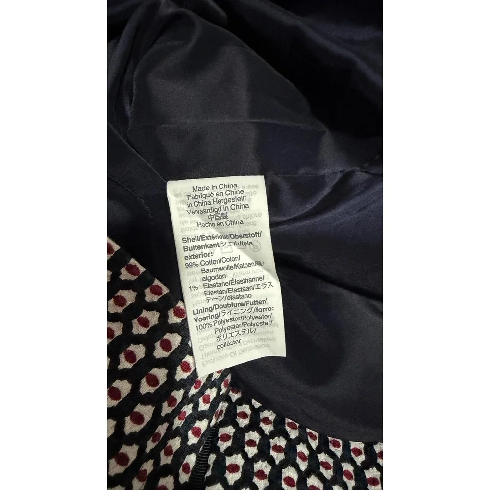 J.Crew Women Navy Blue Red Geometric Cap Sleeve Sheath Dress Size 2
